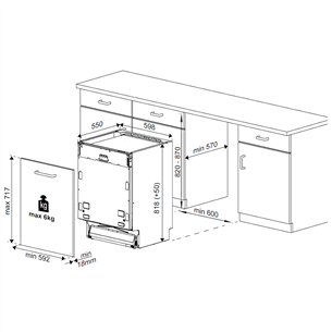 Įmontuojama indaplovė Beko DIN24310