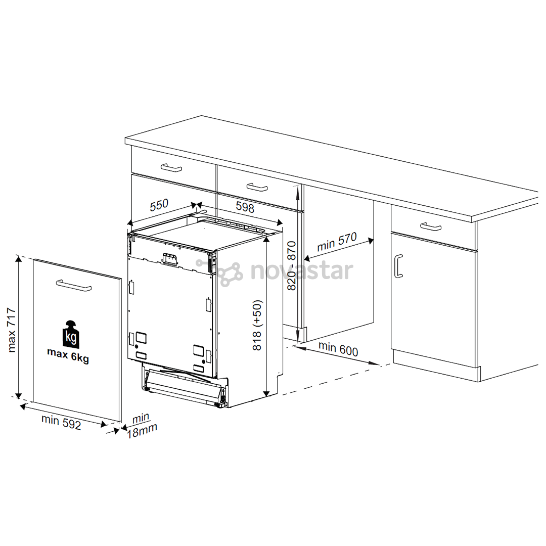 Įmontuojama indaplovė Beko DIN24310
