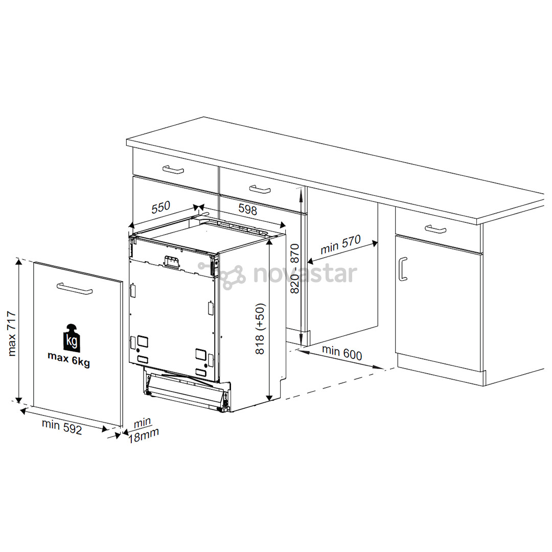 Įmontuojama indaplovė Beko DIN28431