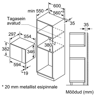 Įmontuojama mikrobangų krosnelė Bosch BFL520MB0