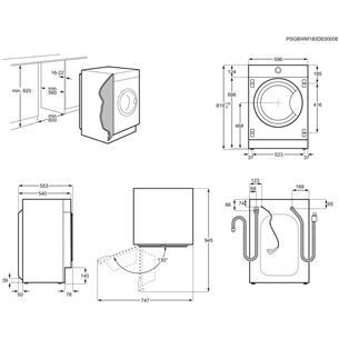 AEG, 8 kg, depth 54 cm, 1400 rpm - Built-in Washing Machine