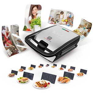 Tefal Snack Collection, 700 Вт, черный/нерж. сталь - Контактный тостер со сменными панелями