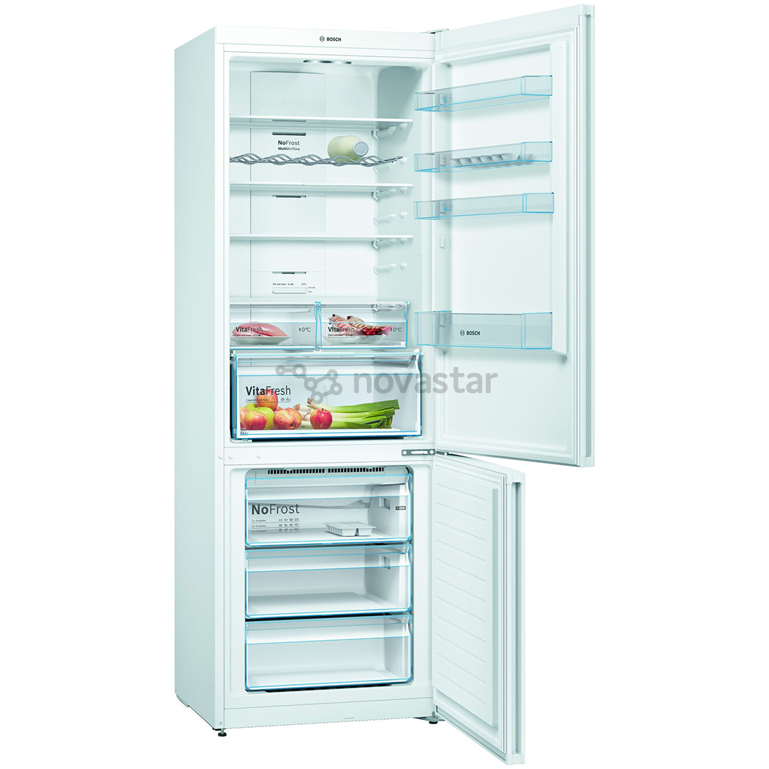 Bosch, NoFrost, 438 L, aukštis 203 cm, baltas - Šaldytuvas
