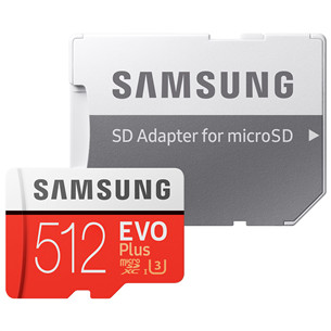Atminties kortelė Samsung Micro SDXC 512GB Ultra SDXC + SD adapteris EVO plus