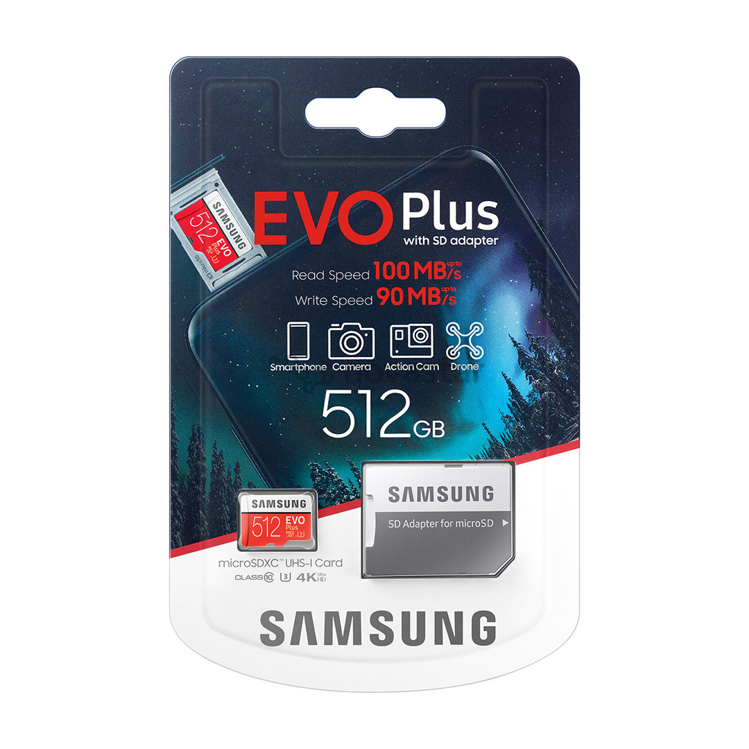 Atminties kortelė Samsung Micro SDXC 512GB Ultra SDXC + SD adapteris EVO plus