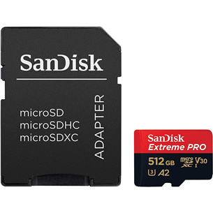 Atminties kortelė SanDisk MicroSDXC Extreme PRO, 512GB