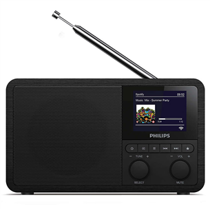 Philips TAPR802, Spotify connect, Bluetooth, FM, DAB+, black - Internet radio