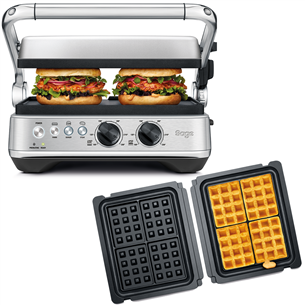 Sage the BBQ & Press™ + vaflių plokštelės, juoda/nerūdijančio plieno - Elektrinio grilio rinkinys SGR700+SGR001
