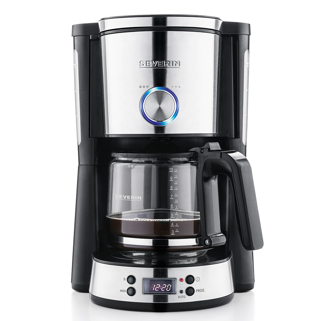 Severin TypeSwitch Timer, vandens talpa 1,4 L, juodas/nerūdijančio plieno - Kavos virimo aparatas