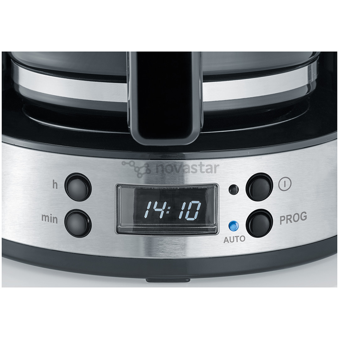 Severin TypeSwitch Timer, vandens talpa 1,4 L, juodas/nerūdijančio plieno - Kavos virimo aparatas