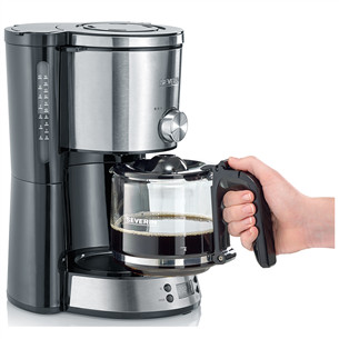 Severin TypeSwitch Timer, vandens talpa 1,4 L, juodas/nerūdijančio plieno - Kavos virimo aparatas