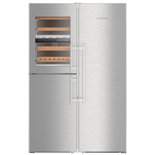 Liebherr, 371 L + 289 L, height 185 cm, inox - SBS Cooler, freezer and wine cooler