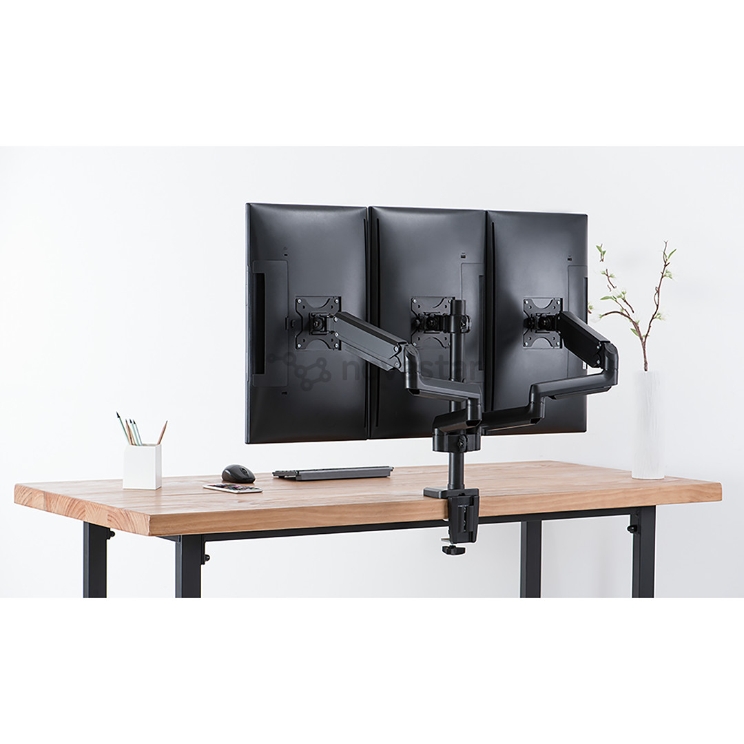 Deltaco Triple Gas Spring, 17''-27'', 7 кг, 3 монитора, черный - Настольное крепление для монитора