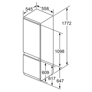 Bosch, 272 L, height 178 cm - Built-in Refrigerator