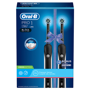 Elektrinis dantų šepetėlis Braun Oral-B Pro 790, 2 vnt., juodas