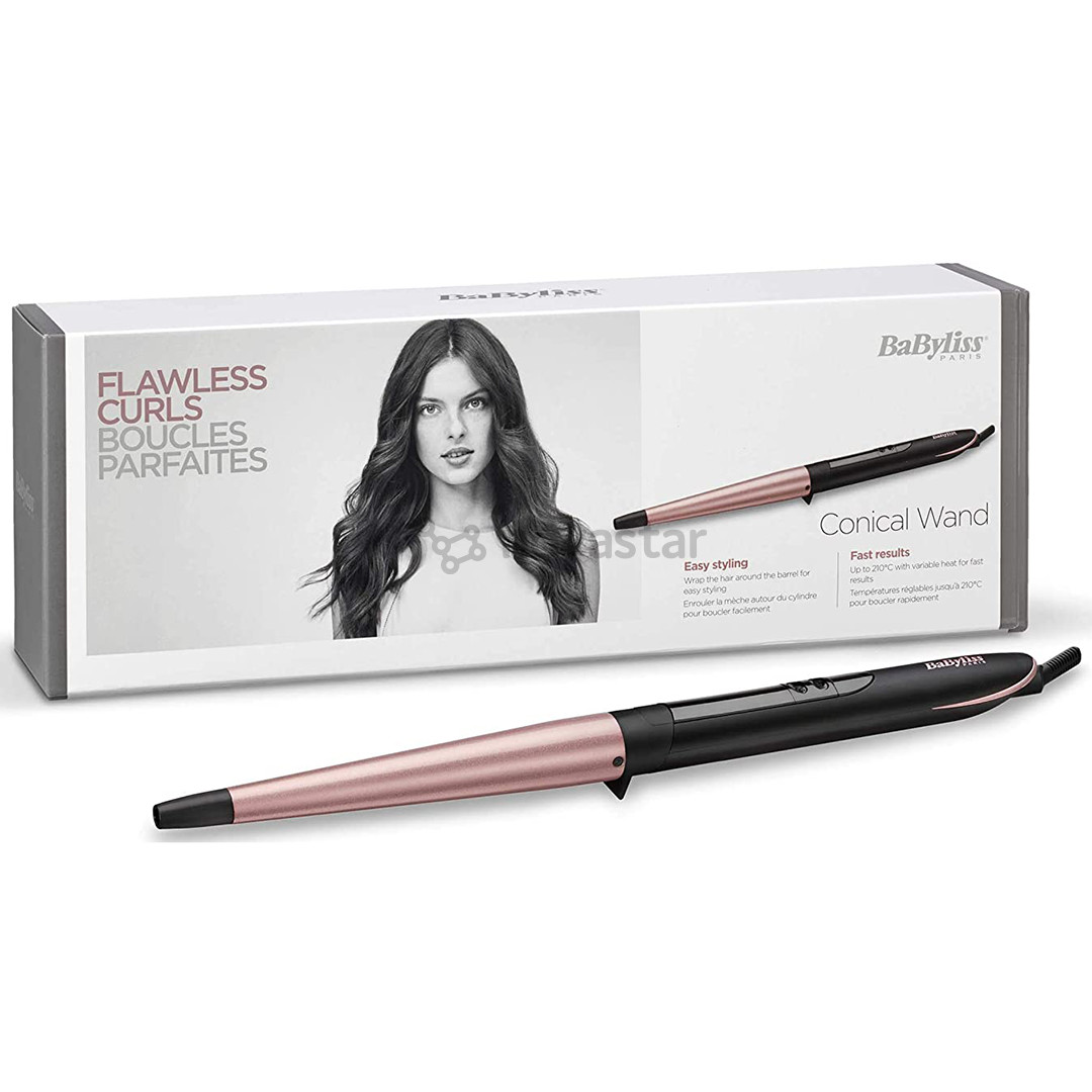 BaByliss, диаметр 13-25 мм, 160-210°C, черный/розовый - Конусная плойка