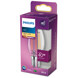 Lemputė Philips LED, E14 40W, Warm white