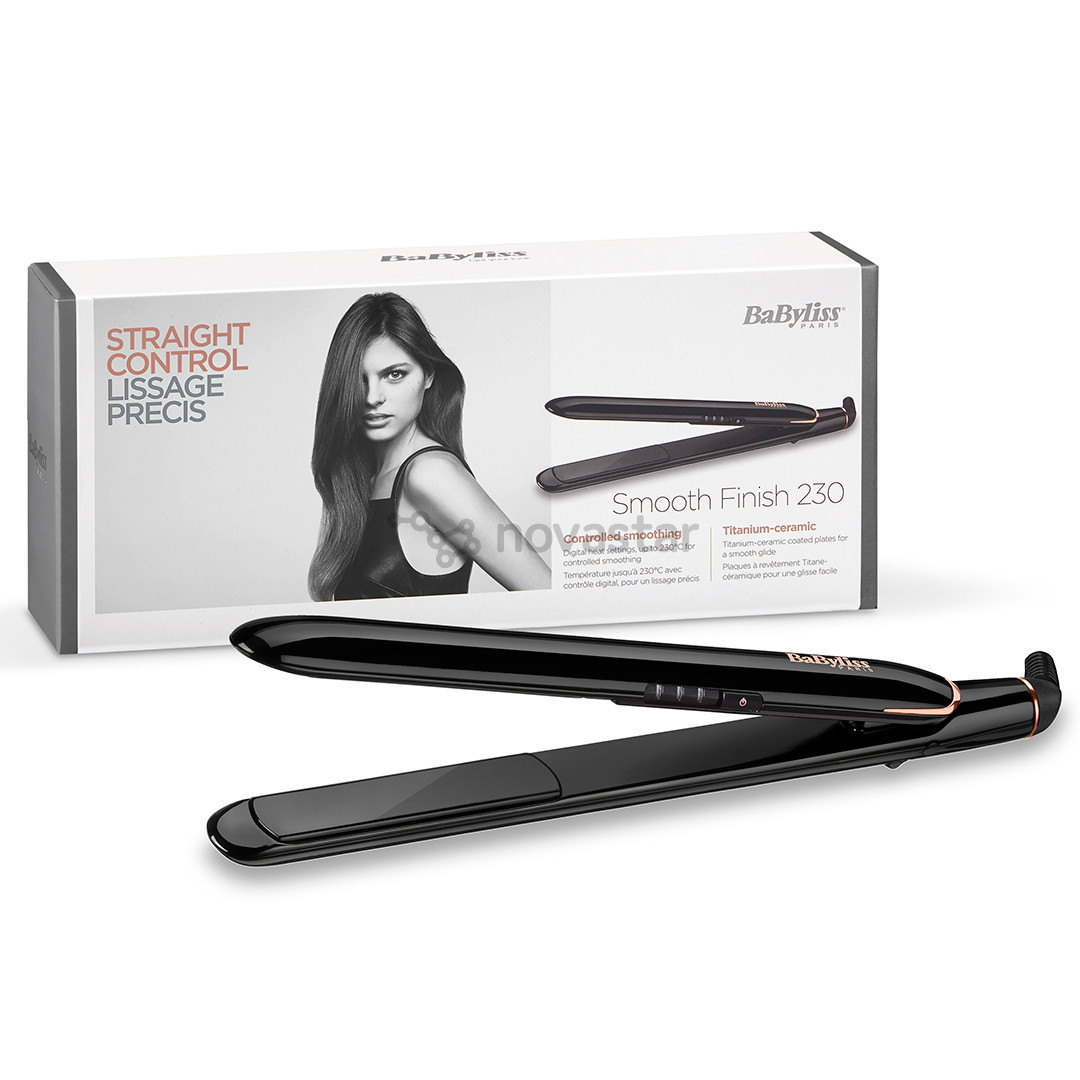 BaByliss Super Shine 230, 180-230 °C, juodas/vario spalvos - Plaukų tiesintuvas