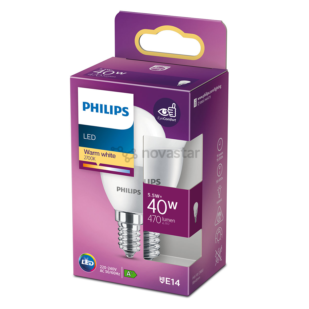Lemputė Philips LED, E14, 40W, Warm white