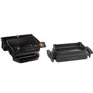 Tefal OptiGrill+ + насадка для запекания Snacking & Baking, 2000 Вт, черный - Электрический гриль GC714834