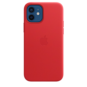 Dėklas Apple iPhone 12 / 12 Pro MagSafe, Odinis, (PRODUCT)RED