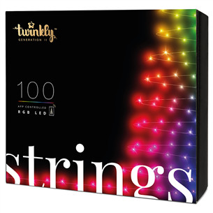 Twinkly 100 RGB LED String (Gen II), IP44, 8 m, juoda - Išmanioji kalėdinė girlianda TWS100STP-BEU