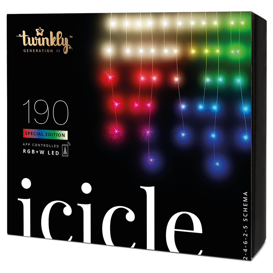 Twinkly Icicle Special Edition 190 RGB+W LEDs (Gen II), IP44, 8,5 m, skaidri - Išmanioji kalėdinė girlianda