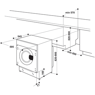 Whirlpool, 7 kg, depth 55 cm, 1400 rpm - Built-in Washing Machine