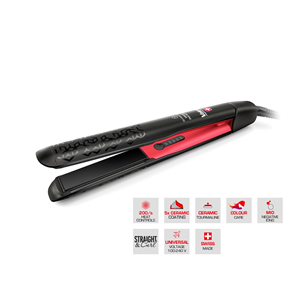 Valera Swiss'x PulseCare, 120-230 °C, red/black - Hair straightener, /I | Novastar Valera Swiss'x PulseCare, 120-230 °C, red/black - Hair straightener, /I | Novastar