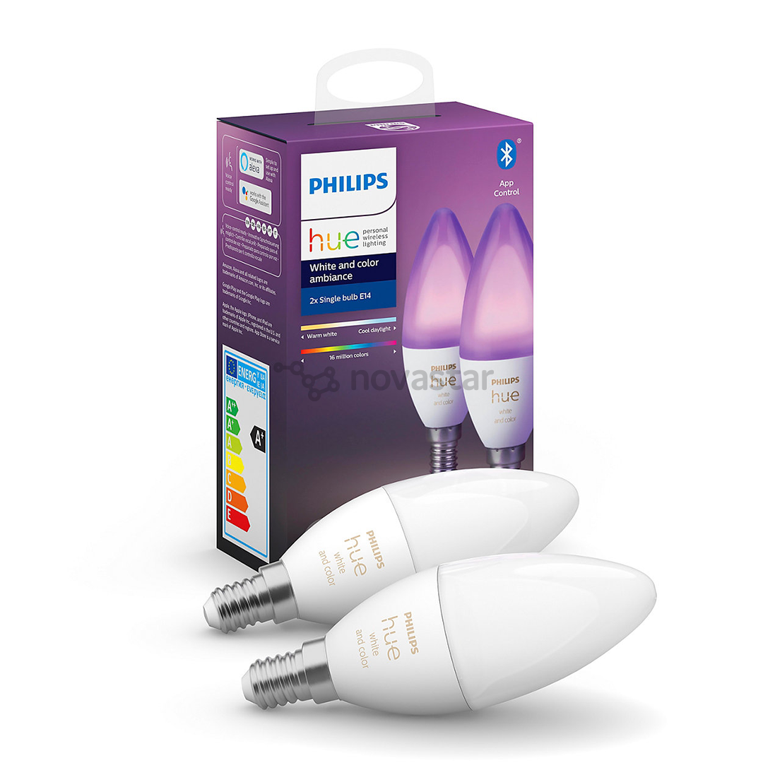 Išmaniųjų lempučių rinkinys Philips, balta ir spalvota, E14 6.5W, 2 vnt.