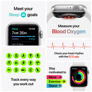 Išmanusis laikrodis Apple Watch 6 + LTE 44mm, Silver/White