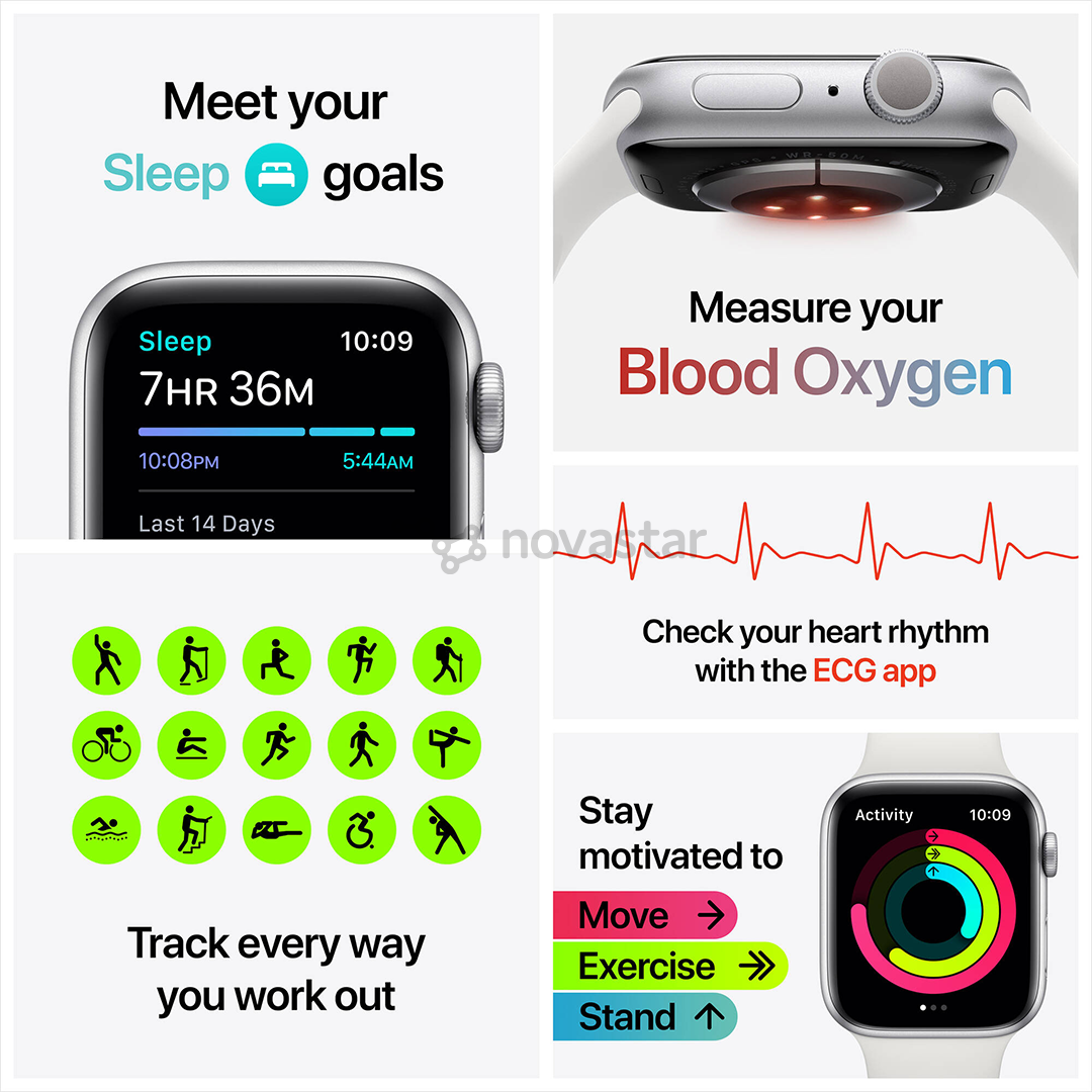 Išmanusis laikrodis Apple Watch 6 + LTE 44mm, Silver/White