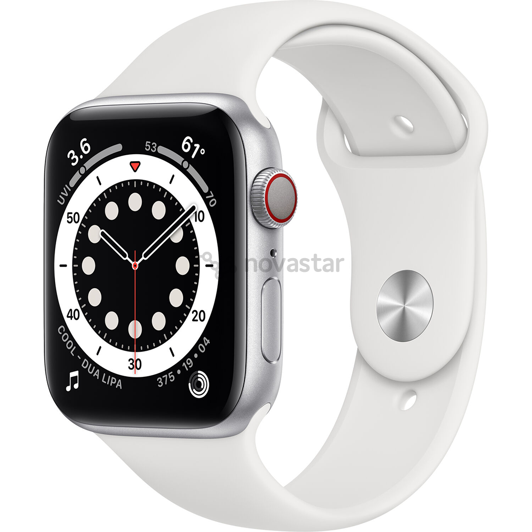 Išmanusis laikrodis Apple Watch 6 + LTE 44mm, Silver/White
