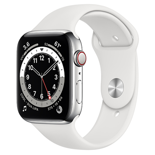 Išmanusis laikrodis Apple Watch 6 + LTE 44mm, Silver/White