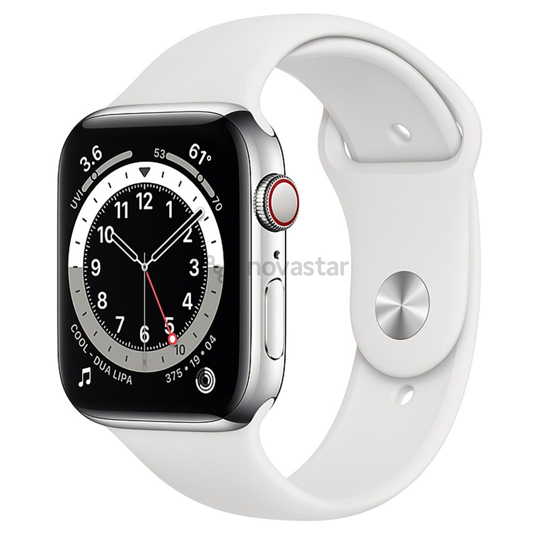 Išmanusis laikrodis Apple Watch 6 + LTE 44mm, Silver/White