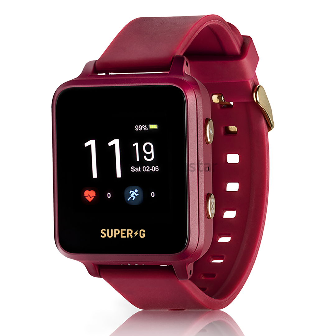 Išmanusis laikrodis GUDRUTIS Super-G Active, burgundy red
