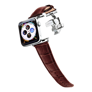 Dirželis Longvadon Apple Watch 42/44, mahogany/silver
