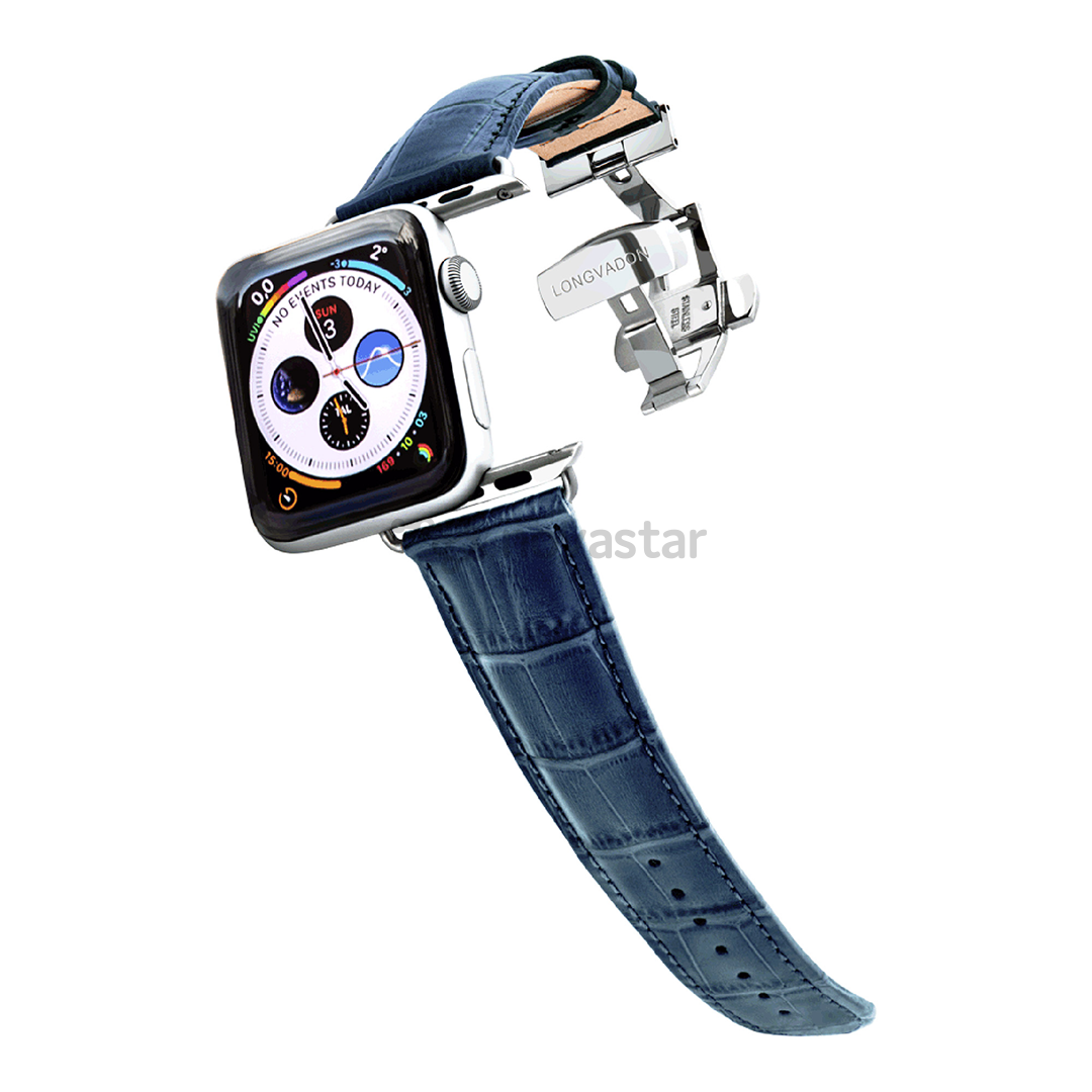 Dirželis Longvadon Apple Watch 42/44, navy/silver