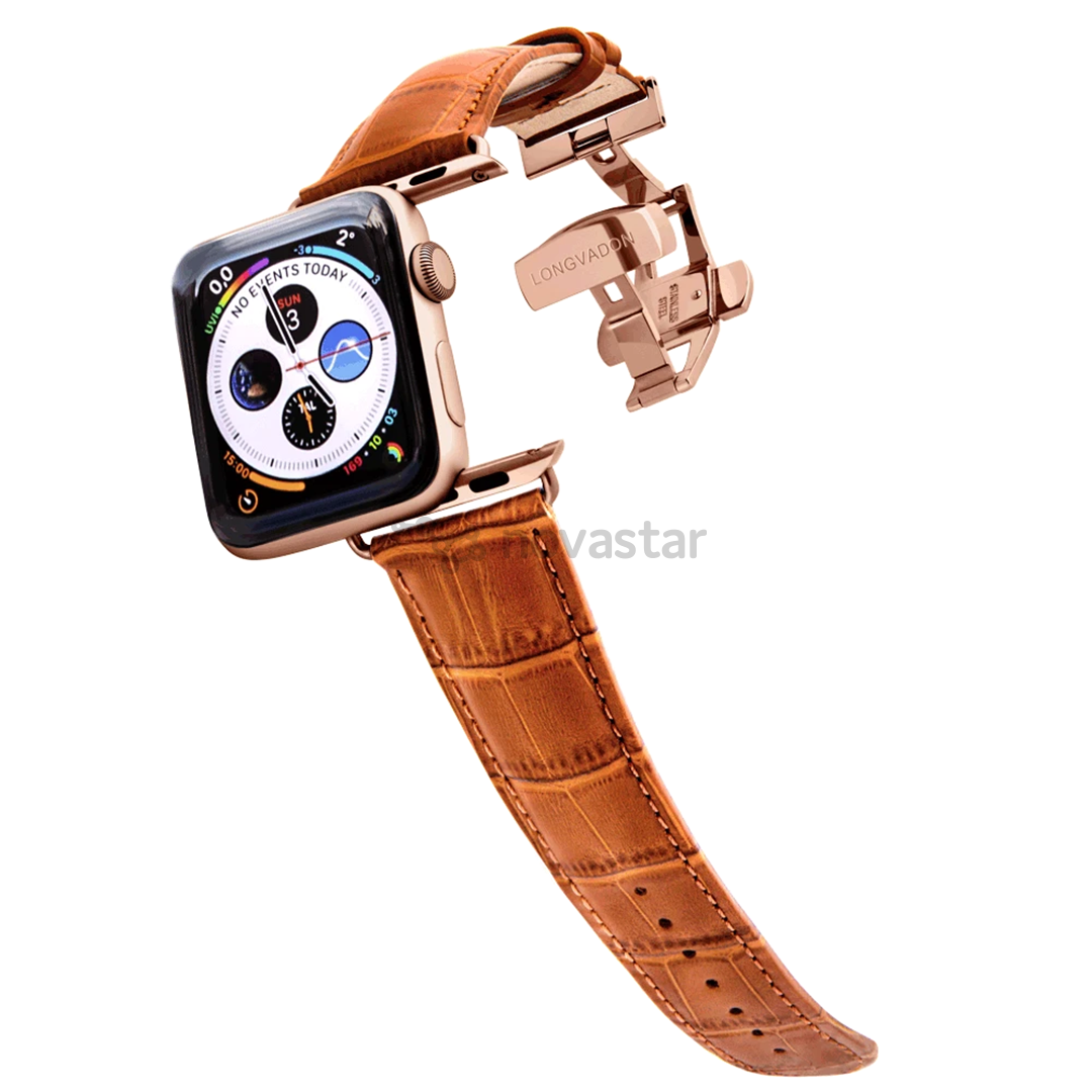 Dirželis Longvadon Apple Watch 42/44, whiskey/gold