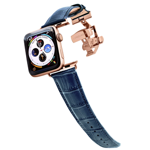 Dirželis Longvadon Apple Watch 42/44, navy/gold