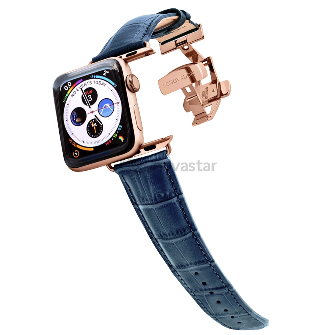 Dirželis Longvadon Apple Watch 42/44, navy/gold