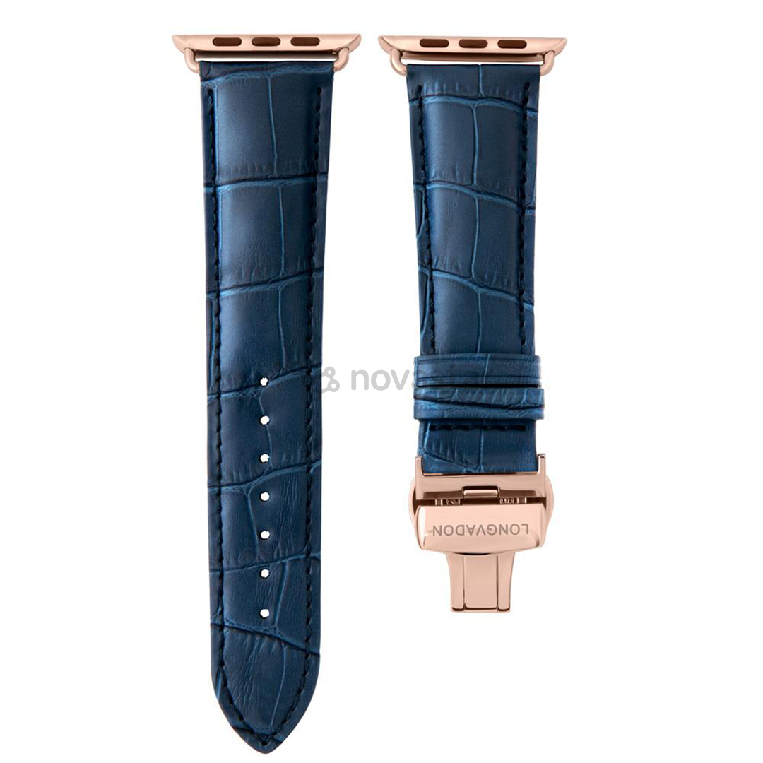 Dirželis Longvadon Apple Watch 42/44, navy/gold