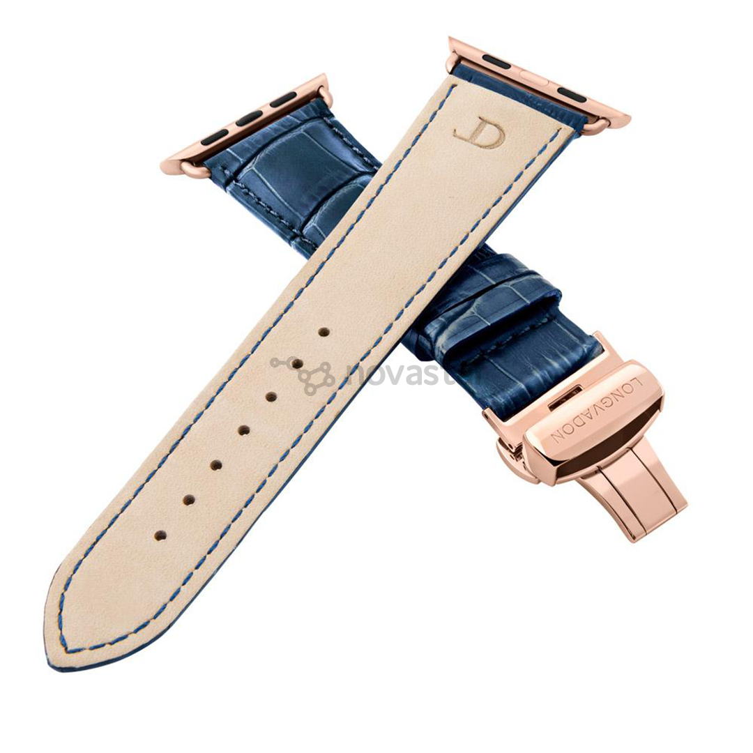 Dirželis Longvadon Apple Watch 42/44, navy/gold