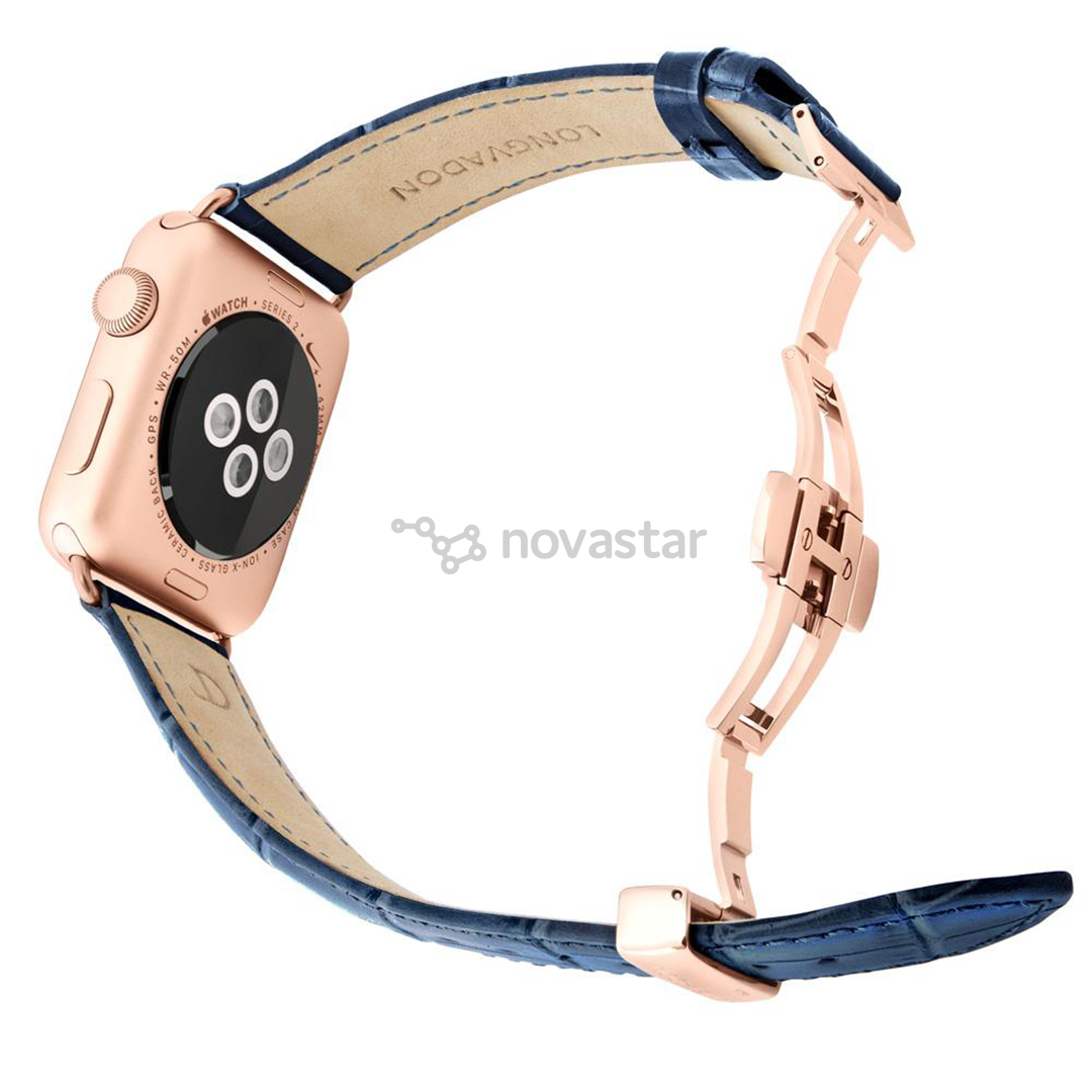 Dirželis Longvadon Apple Watch 42/44, navy/gold
