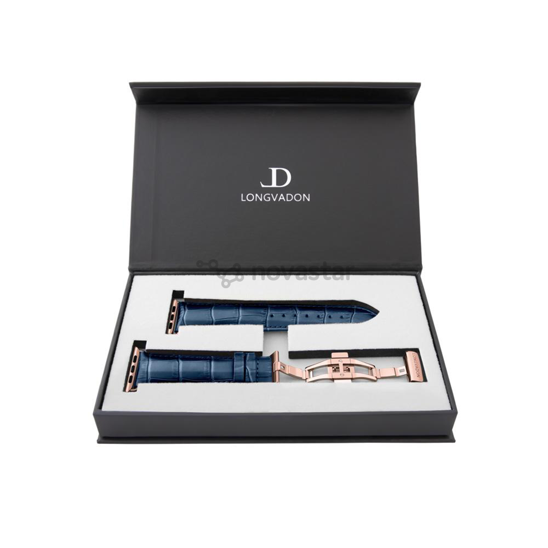 Dirželis Longvadon Apple Watch 42/44, navy/gold