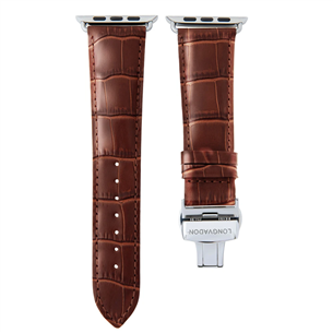 Dirželis Longvadon Apple Watch 42/44, mahogany/silver