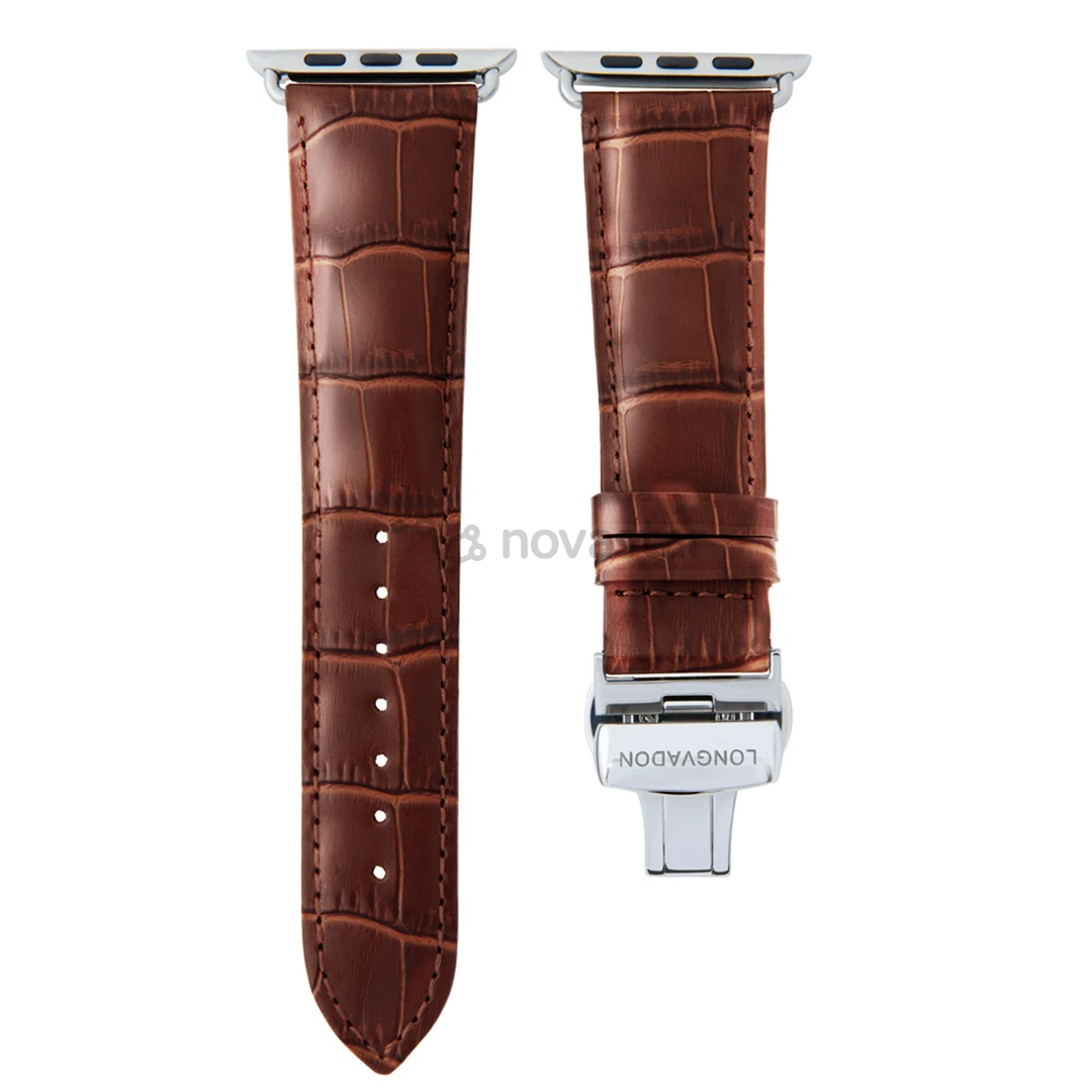 Dirželis Longvadon Apple Watch 42/44, mahogany/silver