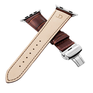 Dirželis Longvadon Apple Watch 42/44, mahogany/silver