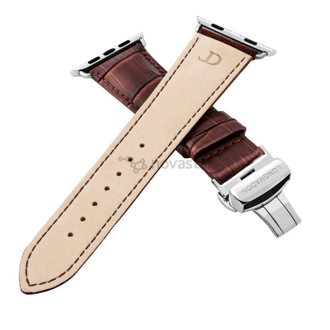 Dirželis Longvadon Apple Watch 42/44, mahogany/silver