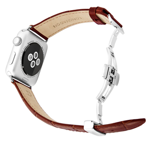 Dirželis Longvadon Apple Watch 42/44, mahogany/silver